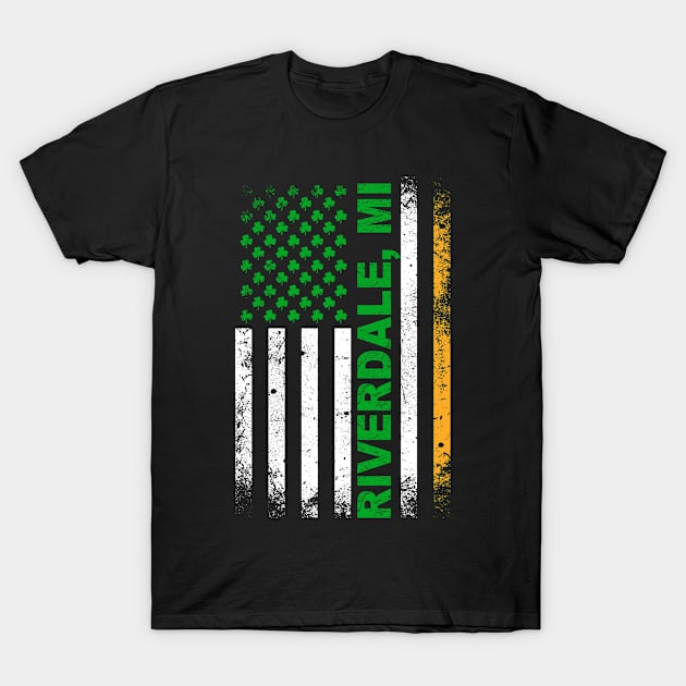 Irish American Flag RIVERDALE, MI T-Shirt by Curry G